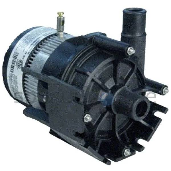 LAING Pump E10 3/4 cirkulationspump i svart plast med etikett, monteringsfläns och två utloppsanslutningar i olika storlekar.