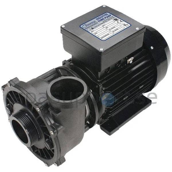 Waterway Pump 2,7 kW sedd snett framifrån med stor inloppsanslutning och elmotor med kopplingsbox.