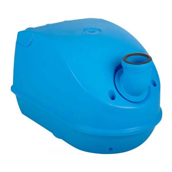 Genesis blower 900W Pneumatic, blå luftkompressor med rund utblåsningsanslutning, sedd snett framifrån.