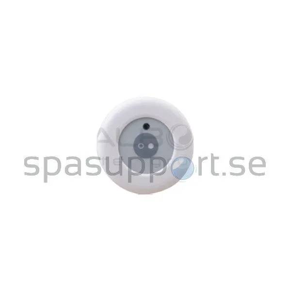 Rund vit 1 funktions panel Ø 39mm för spabad med grått mittparti och liten sensoröppning.