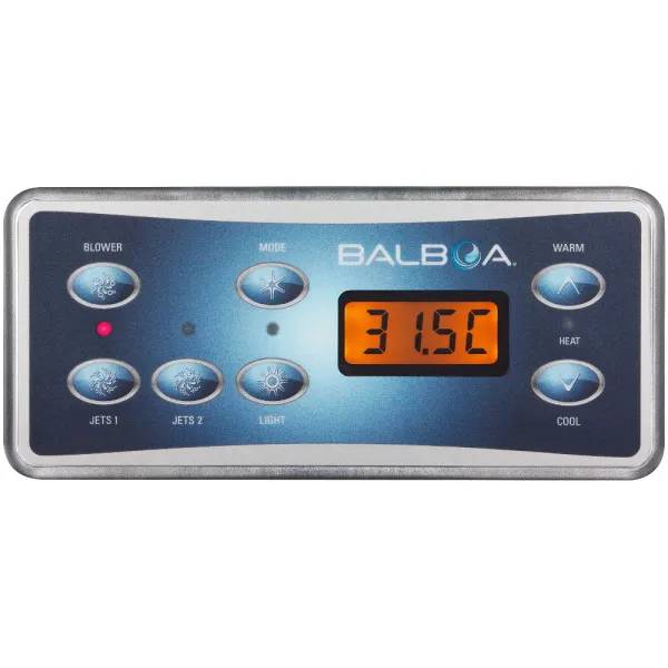 Närbild på RJ45-kontakten till Balboa Panel VL-701S, med synliga färgkodade ledartrådar och guldpläterade stift.