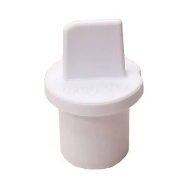 PVC-plugg till fördelare 3/4" i vit plast med rund sockel och upprest handtag, fotograferad mot vit bakgrund.