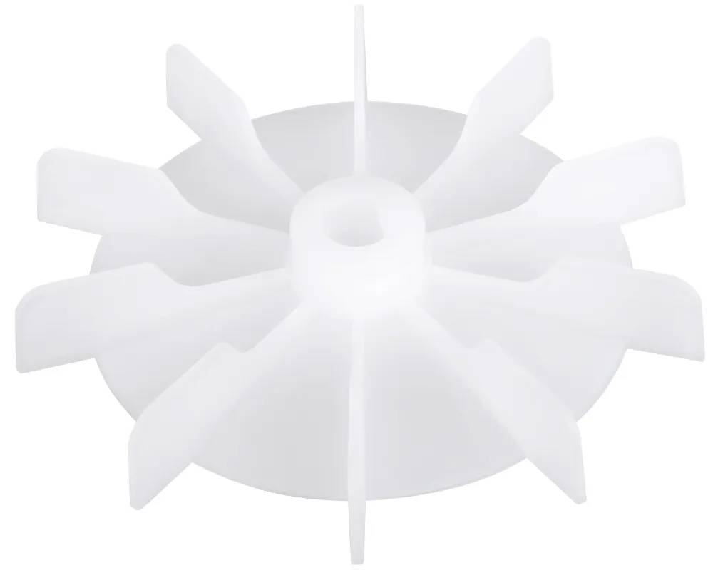 Fläkthjul JA50 i vit plast med åtta blad och centrerat monteringshål, sett snett framifrån mot vit bakgrund.