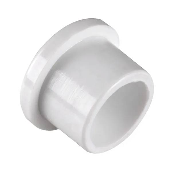 Vit plastplugg 20mm med rund fläns och cylindrisk hals, fotograferad mot vit bakgrund.