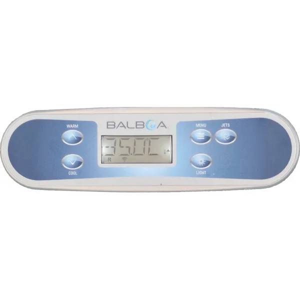 Balboa Panel TP540 J/LT sett rakt framifrån med display som visar 35,0°C samt knappar för värme, meny, jets och belysning.
