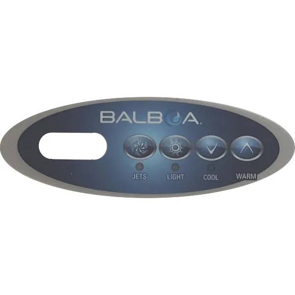 Balboa overlay VL200 med fyra knappar, ovalt kontrollpanelöverlägg med jets, light, cool och warm.