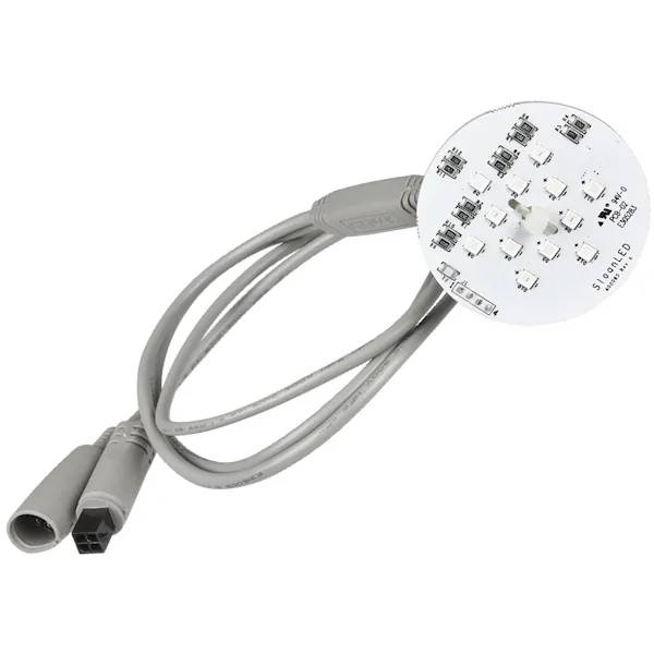 Sloan LED 12-LED Main, rund LED-platta med flera dioder monterad på grå kabel med kontakter, vit bakgrund.